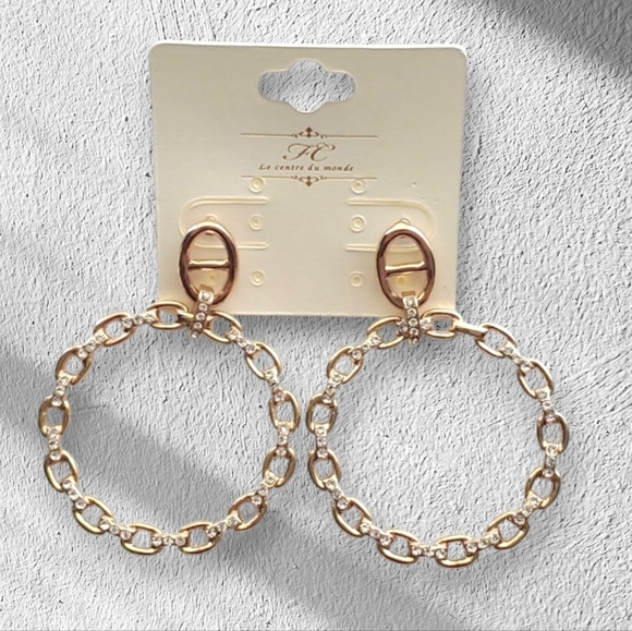Dangle Rhinestone Hoops - Picture 1 of 1